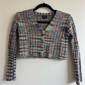 youth/girls colorful cropped knit cardigan
